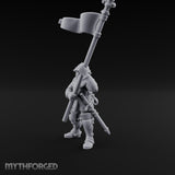 Banner Waving Human Bannerman Miniature for Dungeons and Dragons, Pathfinder or other TTRPGs