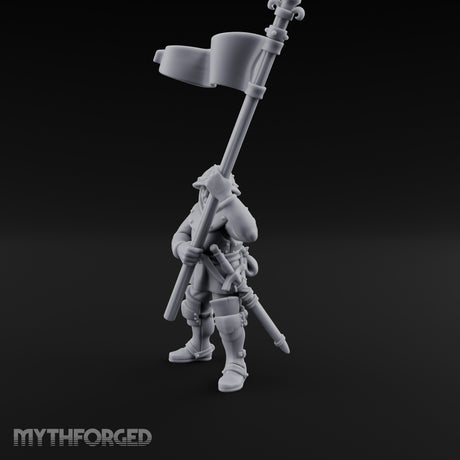 Banner Waving Human Bannerman Miniature for Dungeons and Dragons, Pathfinder or other TTRPGs
