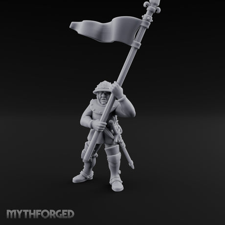 Banner Waving Human Bannerman Miniature for Dungeons and Dragons, Pathfinder or other TTRPGs