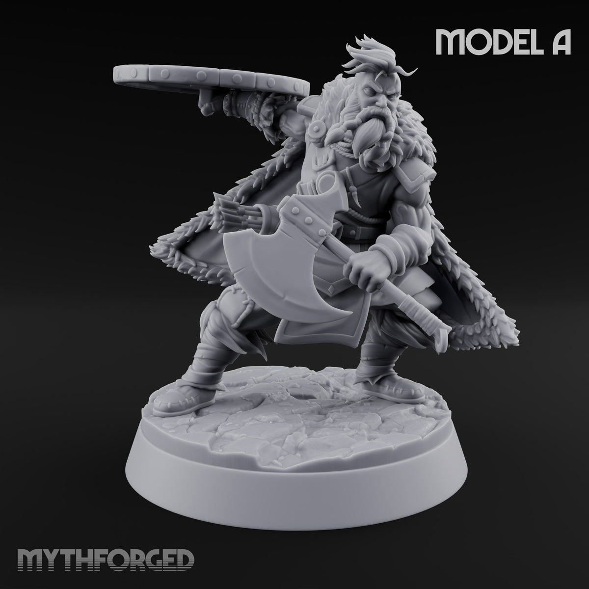 Furs Still Frosted Human Barbarians — A · Axe & Shield + Greatsword + Torch & Curved Blade + Bow