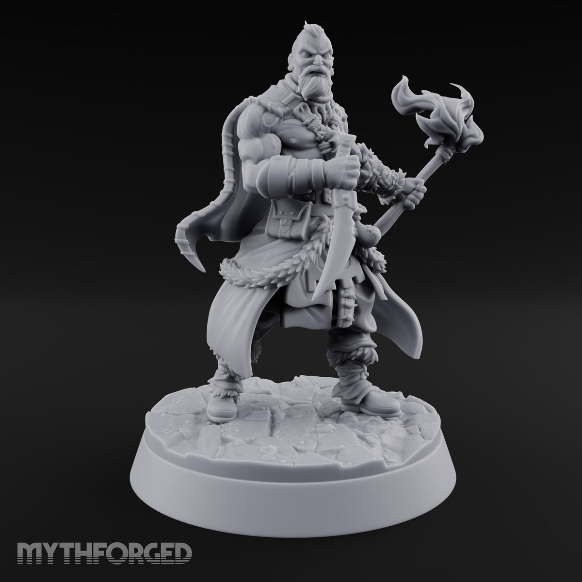 Furs Still Frosted Human Barbarian C — Torch & Curved Blade