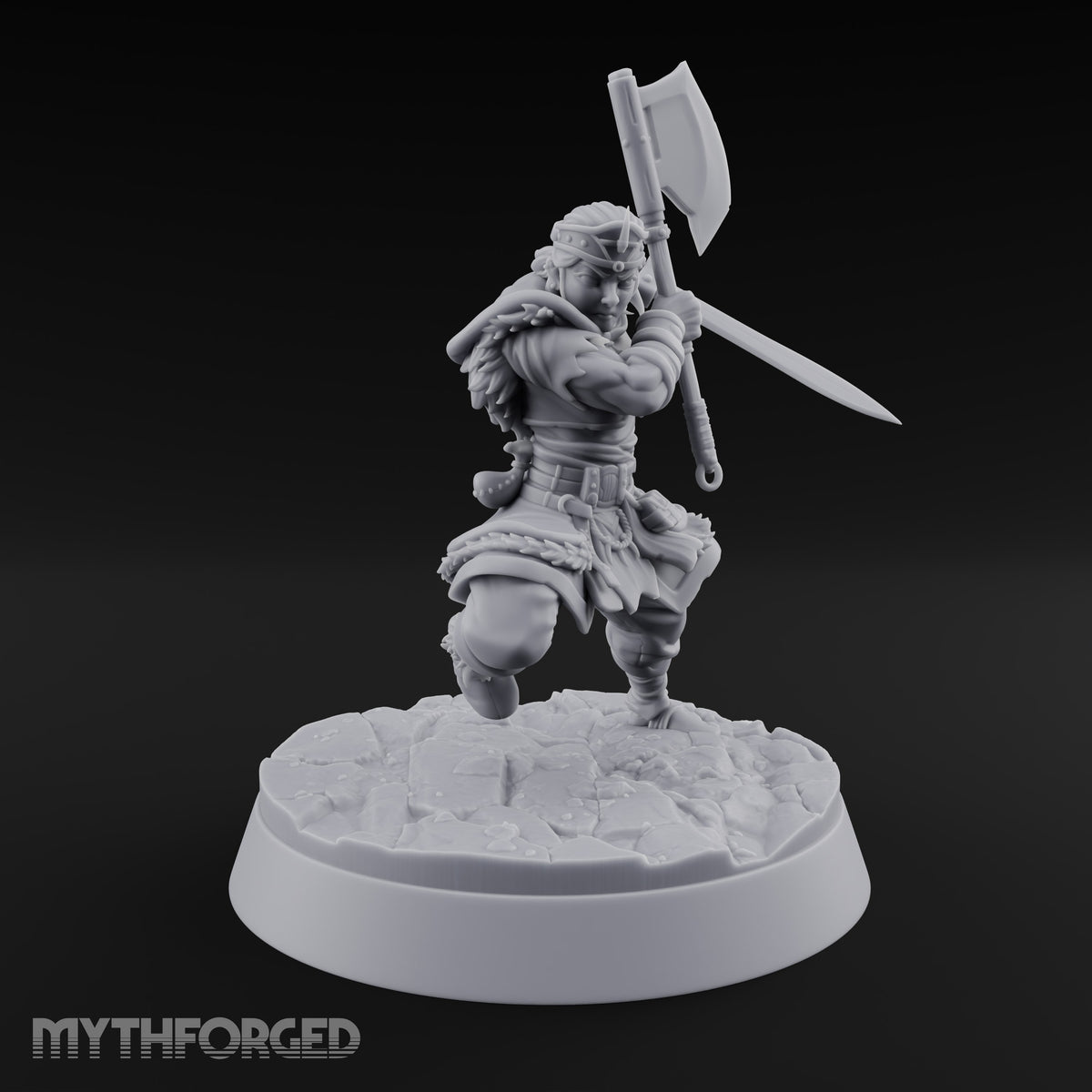 Furs Still Frosted Human Barbarian D — Axe & Sword