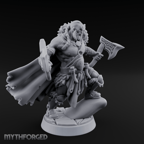 Axes Held High Barbarian Warchief Miniature for Dungeons and Dragons, Pathfinder or other TTRPGs