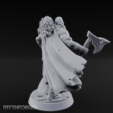 Axes Held High Barbarian Warchief Miniature for Dungeons and Dragons, Pathfinder or other TTRPGs