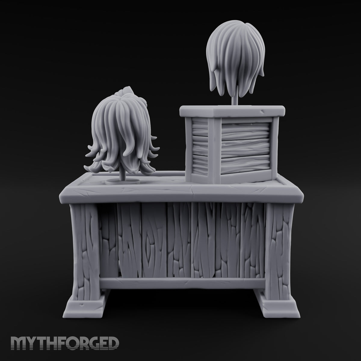 Hair Today, Gone Tomorrow Wooden Wig Display Desk