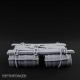 Barrel-Floated Plank-Lashed Swamp Barrel Raft Miniature for Dungeons and Dragons, Pathfinder or other TTRPGs