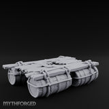 Barrel-Floated Plank-Lashed Swamp Barrel Raft Miniature for Dungeons and Dragons, Pathfinder or other TTRPGs