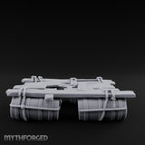 Barrel-Floated Plank-Lashed Swamp Barrel Raft Miniature for Dungeons and Dragons, Pathfinder or other TTRPGs