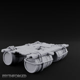 Barrel-Floated Plank-Lashed Swamp Barrel Raft Miniature for Dungeons and Dragons, Pathfinder or other TTRPGs