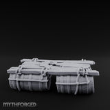 Barrel-Floated Plank-Lashed Swamp Barrel Raft Miniature for Dungeons and Dragons, Pathfinder or other TTRPGs