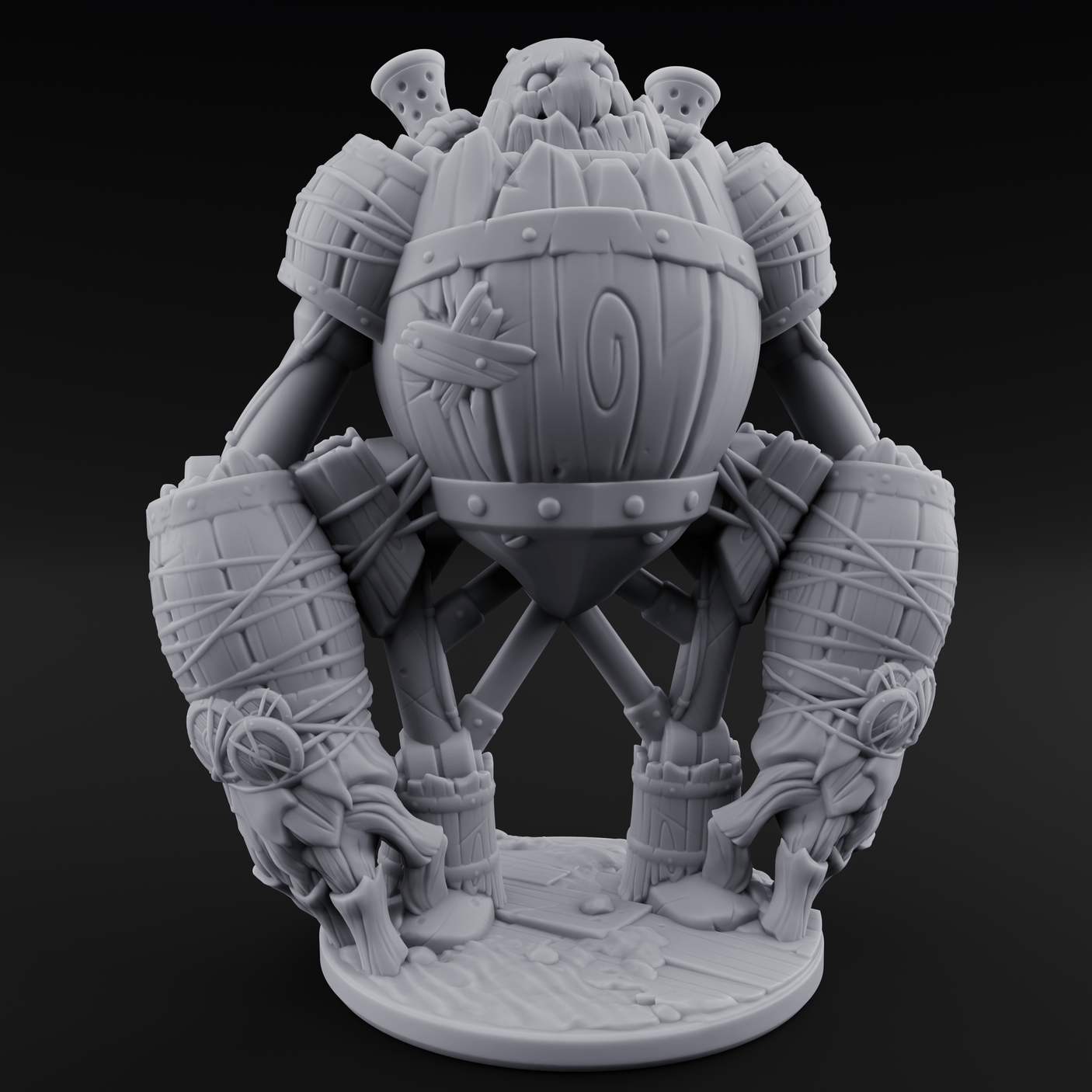 Cobbled Together Golem Barrel Brute Miniature for Dungeons and Dragons, Pathfinder or other TTRPGs