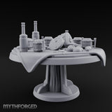 Barrel-Stacked Bottle-Crowded Tavern Market Table Miniature for Dungeons and Dragons, Pathfinder or other TTRPGs
