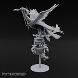 Basket Boat Clutching Giant Raven Carrier Miniature for Dungeons and Dragons, Pathfinder or other TTRPGs