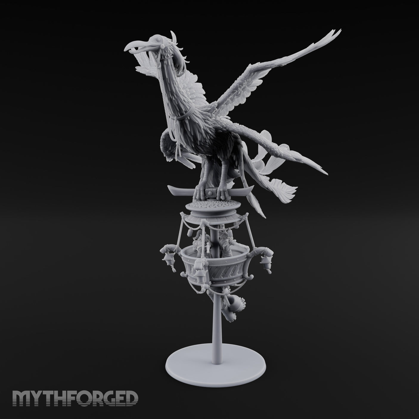 Basket Boat Clutching Giant Raven Carrier Miniature for Dungeons and Dragons, Pathfinder or other TTRPGs