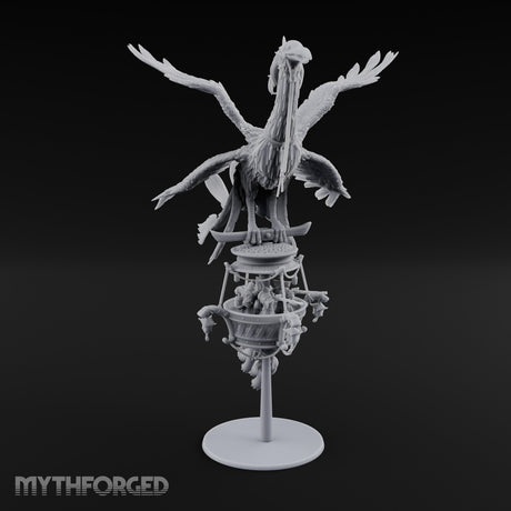 Basket Boat Clutching Giant Raven Carrier Miniature for Dungeons and Dragons, Pathfinder or other TTRPGs