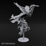 Basket Boat Clutching Giant Raven Carrier Miniature for Dungeons and Dragons, Pathfinder or other TTRPGs