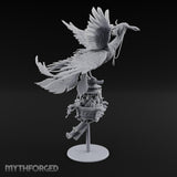 Basket Boat Clutching Giant Raven Carrier Miniature for Dungeons and Dragons, Pathfinder or other TTRPGs