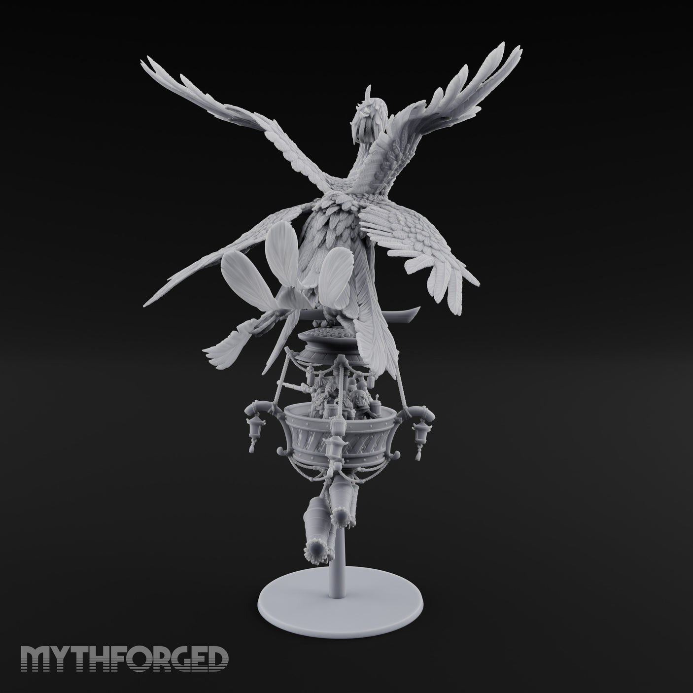 Basket Boat Clutching Giant Raven Carrier Miniature for Dungeons and Dragons, Pathfinder or other TTRPGs