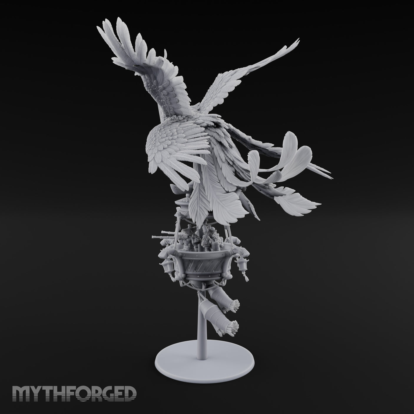Basket Boat Clutching Giant Raven Carrier Miniature for Dungeons and Dragons, Pathfinder or other TTRPGs
