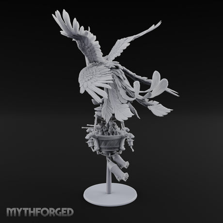 Basket Boat Clutching Giant Raven Carrier Miniature for Dungeons and Dragons, Pathfinder or other TTRPGs