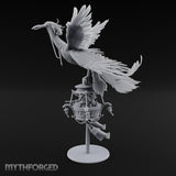 Basket Boat Clutching Giant Raven Carrier Miniature for Dungeons and Dragons, Pathfinder or other TTRPGs