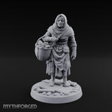 Basket Lugging Human Peasant Woman Miniature for Dungeons and Dragons, Pathfinder or other TTRPGs