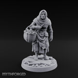 Basket Lugging Human Peasant Woman Miniature for Dungeons and Dragons, Pathfinder or other TTRPGs