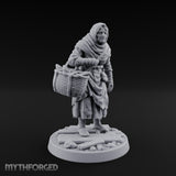 Basket Lugging Human Peasant Woman Miniature for Dungeons and Dragons, Pathfinder or other TTRPGs