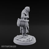 Basket Lugging Human Peasant Woman Miniature for Dungeons and Dragons, Pathfinder or other TTRPGs