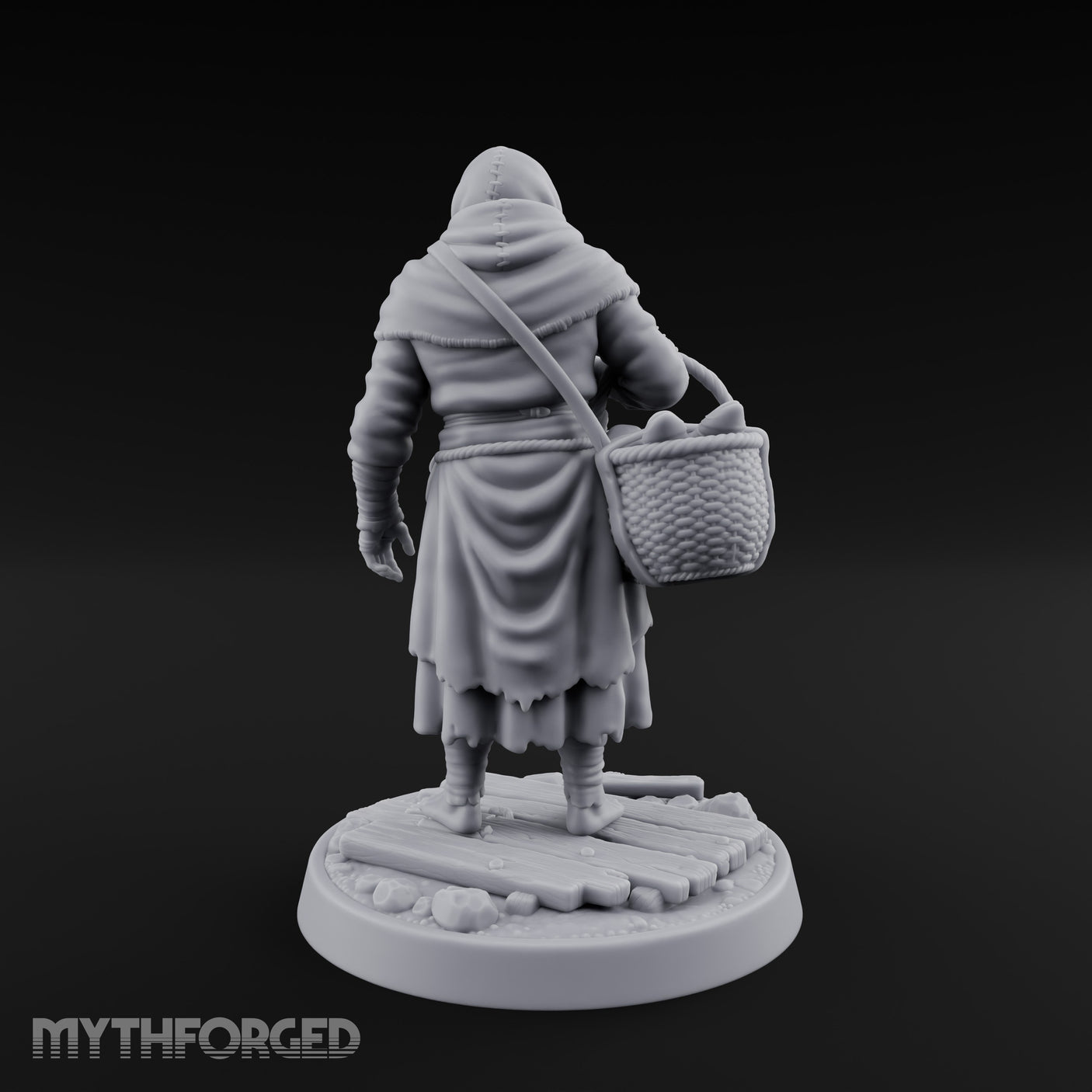 Basket Lugging Human Peasant Woman Miniature for Dungeons and Dragons, Pathfinder or other TTRPGs