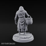 Basket Lugging Human Peasant Woman Miniature for Dungeons and Dragons, Pathfinder or other TTRPGs