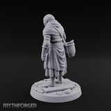 Basket Lugging Human Peasant Woman Miniature for Dungeons and Dragons, Pathfinder or other TTRPGs