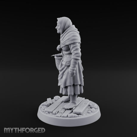 Basket Lugging Human Peasant Woman Miniature for Dungeons and Dragons, Pathfinder or other TTRPGs