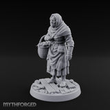Basket Lugging Human Peasant Woman Miniature for Dungeons and Dragons, Pathfinder or other TTRPGs