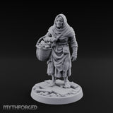 Basket Lugging Human Peasant Woman Miniature for Dungeons and Dragons, Pathfinder or other TTRPGs