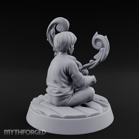 Magic Conjuring Young Boy Miniature for Dungeons and Dragons, Pathfinder or other TTRPGs
