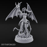 Bat Beckoning Skull Clutching Succubus Temptress Miniature for Dungeons and Dragons, Pathfinder or other TTRPGs