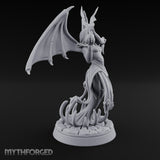 Bat Beckoning Skull Clutching Succubus Temptress Miniature for Dungeons and Dragons, Pathfinder or other TTRPGs