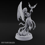 Bat Beckoning Skull Clutching Succubus Temptress Miniature for Dungeons and Dragons, Pathfinder or other TTRPGs