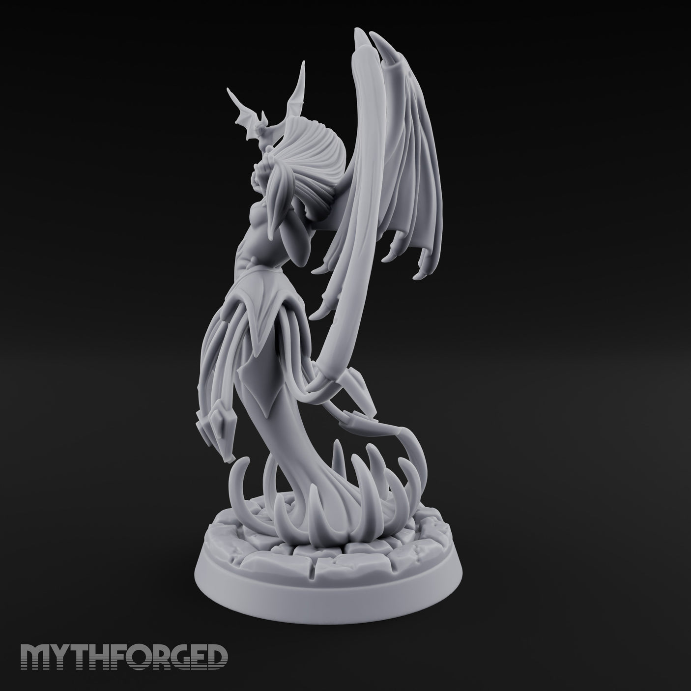 Bat Beckoning Skull Clutching Succubus Temptress Miniature for Dungeons and Dragons, Pathfinder or other TTRPGs