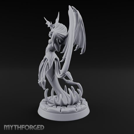 Bat Beckoning Skull Clutching Succubus Temptress Miniature for Dungeons and Dragons, Pathfinder or other TTRPGs
