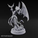 Bat Beckoning Skull Clutching Succubus Temptress Miniature for Dungeons and Dragons, Pathfinder or other TTRPGs