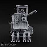 Twin Cannon Rolling Halfling War Wagon Miniature for Dungeons and Dragons, Pathfinder or other TTRPGs
