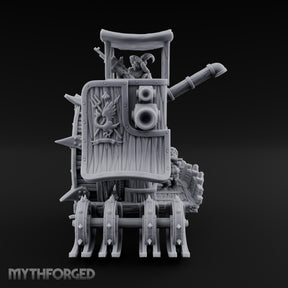 Twin Cannon Rolling Halfling War Wagon Miniature for Dungeons and Dragons, Pathfinder or other TTRPGs