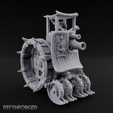 Twin Cannon Rolling Halfling War Wagon Miniature for Dungeons and Dragons, Pathfinder or other TTRPGs
