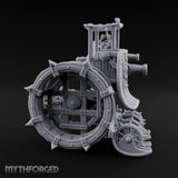 Twin Cannon Rolling Halfling War Wagon Miniature for Dungeons and Dragons, Pathfinder or other TTRPGs