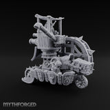 Twin Cannon Rolling Halfling War Wagon Miniature for Dungeons and Dragons, Pathfinder or other TTRPGs