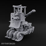 Twin Cannon Rolling Halfling War Wagon Miniature for Dungeons and Dragons, Pathfinder or other TTRPGs