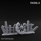 Battle-Scarred Shield-Strewn Battlefield Barricade Ruin A Miniature for Dungeons and Dragons, Pathfinder or other TTRPGs