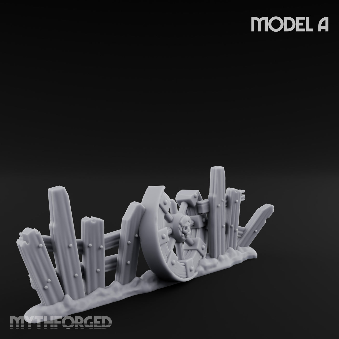 Battle-Scarred Shield-Strewn Battlefield Barricade Ruin A Miniature for Dungeons and Dragons, Pathfinder or other TTRPGs
